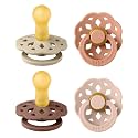 BIBS Boheme Soother 4-Pack | BPA Free Dummy Pacifier | Round Nipple | Natural Rubber Latex | Made in Denmark | Size 6-18 Months | Vanilla Mix