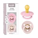 BIBS Colour Pacifier, 0-6 Months, 2-Pack, Round Nipple, Petal/Baby Pink