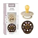 BIBS Colour Pacifier, 0-6 Months, 2-Pack, Round Nipple, Vanilla/Mocha