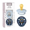 BIBS Colour Pacifier, 0-6 Months, 2-Pack, Round, Baby Blue/Steel Blue