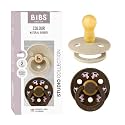 BIBS Colour Pacifier, 6-18 Months, 2-Pack, Round Nipple, Vanilla/Mocha