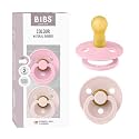 BIBS Colour Pacifier, 6-18 Months, 2-Pack, Round Nipple, Petal/Baby Pink