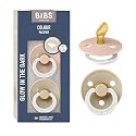 BIBS Pacifiers 0-6 Months | 2-Pack Soothers | Anatomical Nipple | BPA-Free Natural Rubber | Made in Denmark | Blush Glow/Vanilla Glow Colour Pacifier