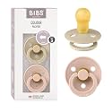 BIBS Pacifiers Colour Collection | Natural Rubber Baby Pacifier | Set of 2 BPA-Free Soothers | Made in Denmark | 18+ Months (Pack of 2) | Vanilla/Blush