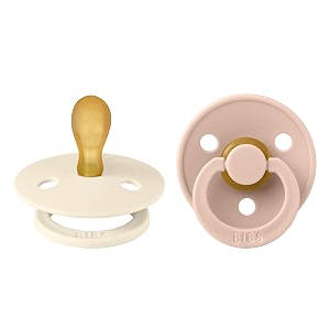 bibs pacifiers natural rubber baby pacifier symmetrical nipple pack of 2 bpa free soother 0 months size 2- ivory amp blush colour collection