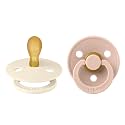 Bibs Pacifiers, Natural Rubber Baby Pacifier, Symmetrical Nipple, Pack of 2, BPA Free Soother, 0+ Months, Size 2- Ivory &amp; Blush, Colour Collection