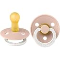 BIBS Pacifiers | Natural Rubber Baby Pacifier | Set of 2 BPA-Free Soothers | Made in Denmark | Blush Glow | Size 0-6 Months