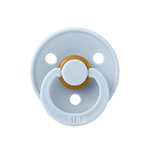 bibs colour natural rubber baby pacifier - round amp soft nipple gentle shield prevents skin irritation amp moisture buildup 100 food grade bpa free soother 0-6 months pack of 1 baby blue