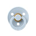 Bibs Colour Natural Rubber Baby Pacifier - Round & Soft Nipple, Gentle Shield Prevents Skin Irritation & Moisture Buildup, 100% Food Grade, BPA Free Soother, 0-6 Months, Pack of 1, Baby Blue