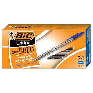 bic cristal xtra bold ballpoint pen bold point 16mm for vivid and dramatic lines blue 24-count pack of 18 432 count total