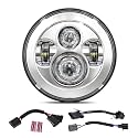 BICYACO DOT 7 Inch Motorcycle LED Headlight Headlamp Compatible with Harley Davidson Electra Glide Street Glide Fat Boy Road King Heritage Softail Switchback Chrome