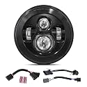 BICYACO DOT 7 Inch Motorcycle LED Headlight Headlamp Compatible with Harley Davidson Electra Glide Street Glide Fat Boy Road King Heritage Softail Switchback Black