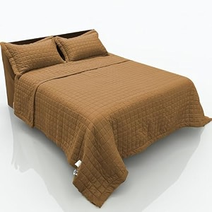 bien living solid box stitched quilt - plush decorative coverlet with 1 matching pillow sham single size 60 x 90 inches beige