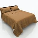 bien LIVING Solid Box Stitched Quilt - Plush Decorative Coverlet, with 2 Matching Pillow Sham, Double Size, 90 x 100 Inches, Sandy Beige
