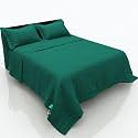 bien LIVING Solid Box Stitched Quilt - Plush Decorative Coverlet, with 1 Matching Pillow Sham, Single Size, 60 x 90 Inches, Ocean Blue