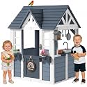 BIERUM Wooden Outdoor Playhouse for Kids with Pretend Play Ages 3-8