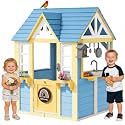 BIERUM Wooden Outdoor Playhouse for Kids with Pretend Play Ages 3-8