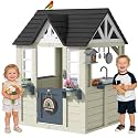 BIERUM Wooden Outdoor Playhouse for Kids with Pretend Play Ages 3-8