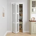 Bifold Doors for 30" x 80" Opening,3-lite Tempered Frosted Glass