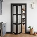 Bifold Doors for 36" x 80" Opening,Tempered Frosted Glass,Black