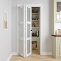 Bifold Doors for 36" x 80-3/4" Opening, 3-lite Tempered Frosted Glass Closet Folding Doors with Hardware kit Included, Easy Assembly, White
