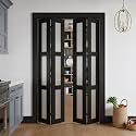 Bifold Doors for 48" x 80" Opening,Tempered Frosted Glass,Black