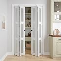 Bifold Doors for 56" x 80" Opening,3-lite Tempered Frosted Glass