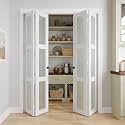 Bifold Doors for 60" x 80" Opening,3-lite Tempered Frosted Glass