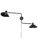 Big 2-Light Plug in Wall Sconce, Adjustable Swing Arms Wall Light Fixture for Living Room Bedroom Bedside Wall Light Adjustable Swivel Arms Length 22” to 58”