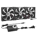 Big Airflow 3 x 120mm 14'' Computer Fan with AC Plug, AC 110V to 240V Variable Speed Fan, for Small DIY Project Cabinet Chassis Machine Server Workstation Greenhouse Garage Cooling