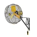 Big Ass Fans AirEye 20" Wall Mount Fan – 240V Industrial Wall Fan, Variable Speed EC Motor, IPX5 Rated, Commercial & Outdoor Cooling, Black/Yellow
