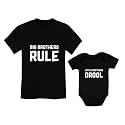 Big Brothers Rule Little Brothers Drool Boys Set Siblings Gift Shirt & Bodysuit Big Bro Black 5/6/Lil Bro Black NB (0-3M)