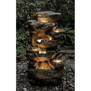 indoor amp outdoor water fountain modern tiered waterfall with quiet pump and led lighting decorative accent for living room garden balcony amp office55 x 40 x105 cm golden black