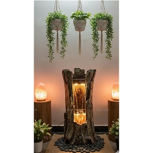 indoor amp outdoor water fountain modern tiered waterfall with quiet pump and led lighting decorative accent for living room garden balcony amp office55 x 40 x105 cm tree log