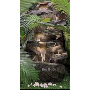 indoor amp outdoor water fountain modern tiered waterfall with quiet pump and led lighting decorative accent for living room garden balcony amp office55 x 40 x105 cm green