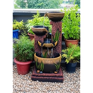 indoor amp outdoor water fountain modern tiered waterfall with quiet pump and led lighting decorative accent for living room garden balcony amp office55 x 40 x105 cm fountain 16