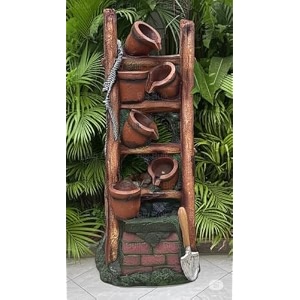 indoor amp outdoor water fountain modern tiered waterfall with quiet pump and led lighting decorative accent for living room garden balcony amp office55 x 40 x105 cm brick brown