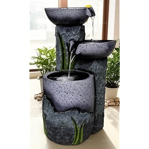 indoor amp outdoor water fountain modern tiered waterfall with quiet pump and led lighting decorative accent for living room garden balcony amp office55 x 40 x105 cm antique golden