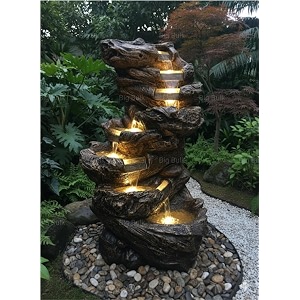 indoor amp outdoor water fountain modern tiered waterfall with quiet pump and led lighting decorative accent for living room garden balcony amp office55 x 40 x105 cm antique golden