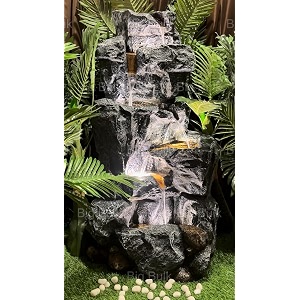 indoor amp outdoor water fountain modern tiered waterfall with quiet pump and led lighting decorative accent for living room garden balcony amp office55 x 40 x105 cm black tree