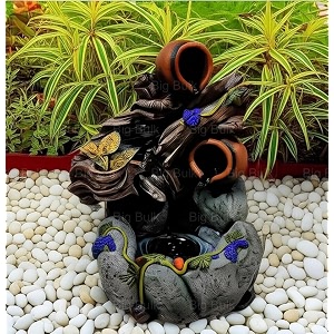 indoor amp outdoor water fountain modern tiered waterfall with quiet pump and led lighting decorative accent for living room garden balcony amp office55 x 40 x105 cm peacock