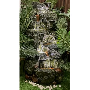 indoor amp outdoor water fountain modern tiered waterfall with quiet pump and led lighting decorative accent for living room garden balcony amp office55 x 40 x105 cm tree green