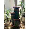 Indoor &amp; Outdoor Water Fountain, Modern Tiered Waterfall with Quiet Pump and LED Lighting, Decorative Accent for Living Room, Garden, Balcony &amp; Office(55 x 40 x105 cm) (Fountain 14)