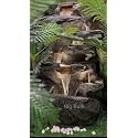Indoor &amp; Outdoor Water Fountain, Modern Tiered Waterfall with Quiet Pump and LED Lighting, Decorative Accent for Living Room, Garden, Balcony &amp; Office(55 x 40 x105 cm) (Green)