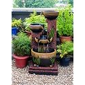 Indoor &amp; Outdoor Water Fountain, Modern Tiered Waterfall with Quiet Pump and LED Lighting, Decorative Accent for Living Room, Garden, Balcony &amp; Office(55 x 40 x105 cm) (Fountain 16)