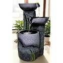 Indoor &amp; Outdoor Water Fountain, Modern Tiered Waterfall with Quiet Pump and LED Lighting, Decorative Accent for Living Room, Garden, Balcony &amp; Office(55 x 40 x105 cm) (Antique Golden)