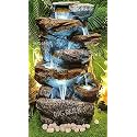 Indoor &amp; Outdoor Water Fountain, Modern Tiered Waterfall with Quiet Pump and LED Lighting, Decorative Accent for Living Room, Garden, Balcony &amp; Office(55 x 40 x105 cm)