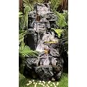 Indoor &amp; Outdoor Water Fountain, Modern Tiered Waterfall with Quiet Pump and LED Lighting, Decorative Accent for Living Room, Garden, Balcony &amp; Office(55 x 40 x105 cm) (Black Tree)