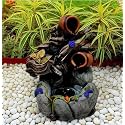 Indoor &amp; Outdoor Water Fountain, Modern Tiered Waterfall with Quiet Pump and LED Lighting, Decorative Accent for Living Room, Garden, Balcony &amp; Office(55 x 40 x105 cm) (Peacock)