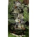 Indoor &amp; Outdoor Water Fountain, Modern Tiered Waterfall with Quiet Pump and LED Lighting, Decorative Accent for Living Room, Garden, Balcony &amp; Office(55 x 40 x105 cm) (Tree Green)
